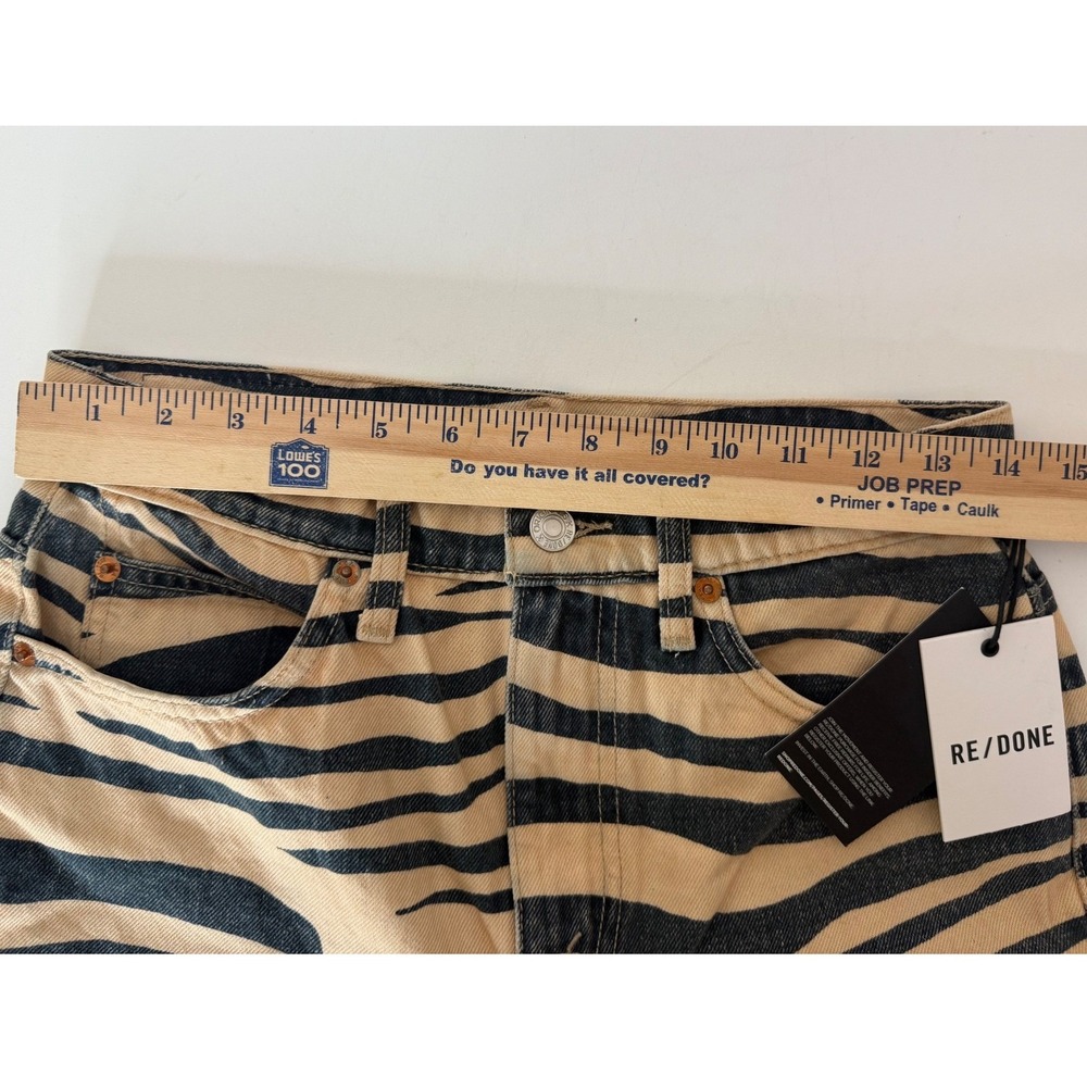 RE/DONE Jeans Women's 26 Y2K Zebra‎ Animal Print Raw Hem Tan Denim - Picture 4 of 12